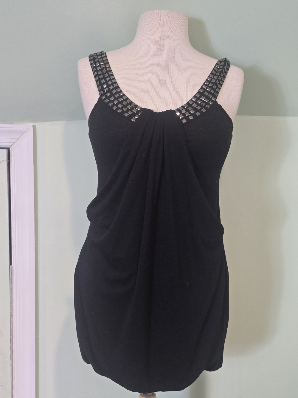 Guess Black Studded Strap Draped Tunic
